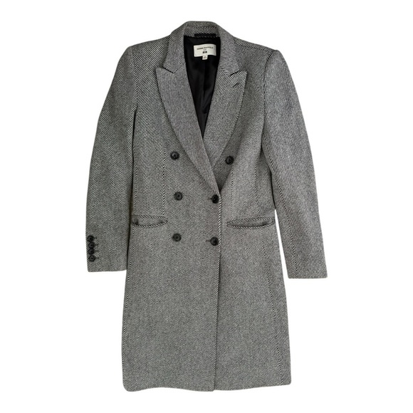 Carine Roitfeld x Uniqlo Houndstooth Gray Black Coat Long Button Up Size XS Wool - Picture 1 of 7
